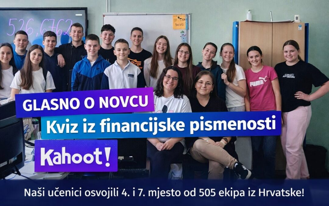 Glasno o novcu – uspjeh naših učenika na kvizu financijske pismenosti